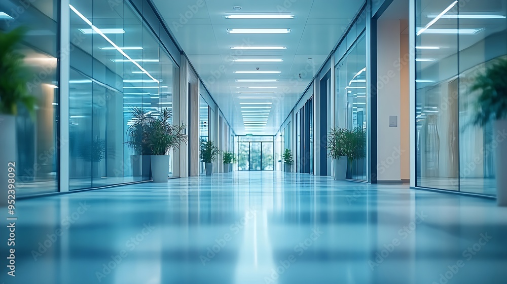 modern corridor at an office building background : Generative AI modern corridor at an office building background : Generative AI