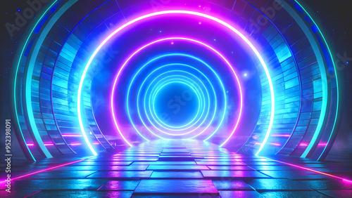 Neon Glow Circles Target Background