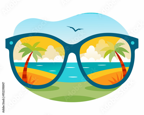 Summer vector, background with summer sunglasses