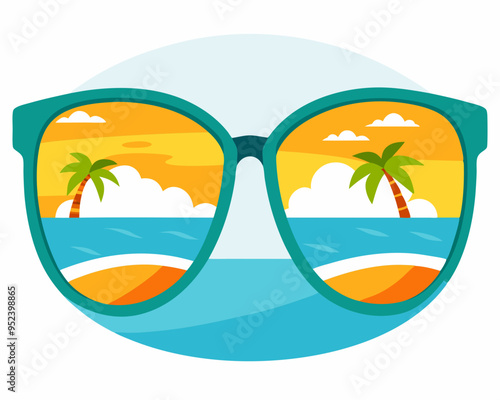 Summer vector, background with summer sunglasses