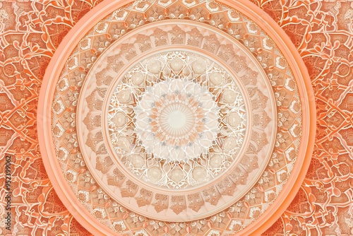 beautiful coral and apricot desktop wallpaper background by islamic elegant ornament 