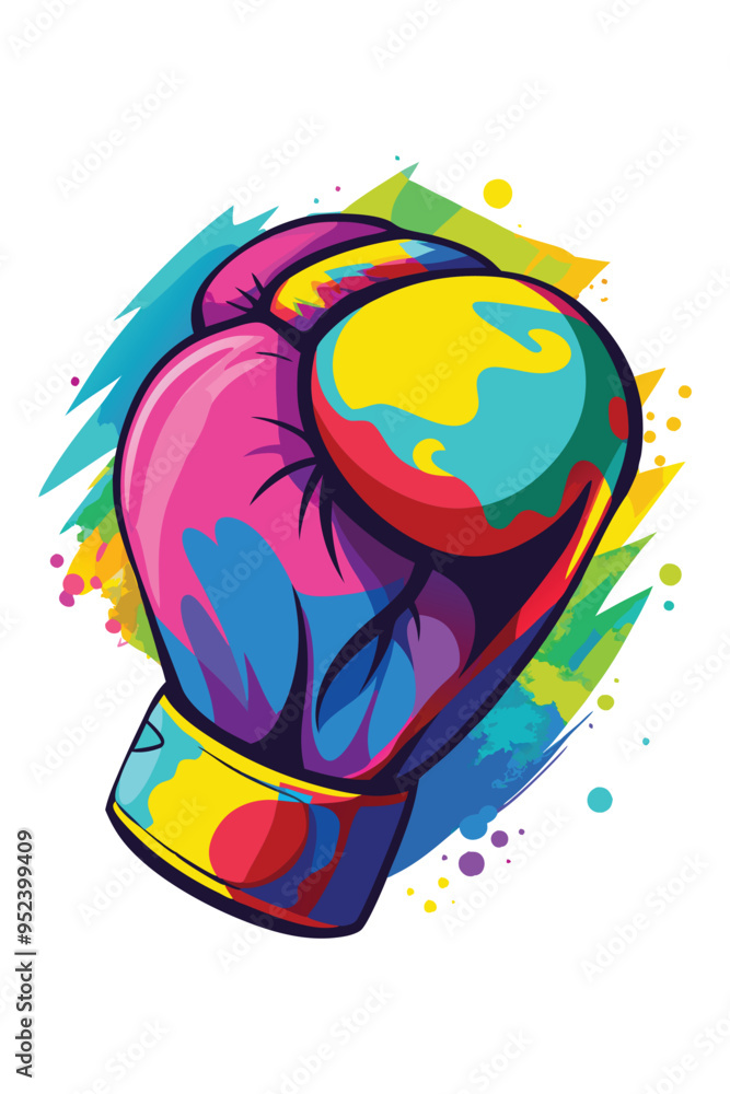 Obraz premium Watercolor boxing gloves vector illustration