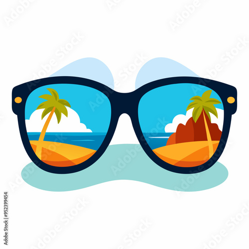 Summer vector, background with summer sunglasses