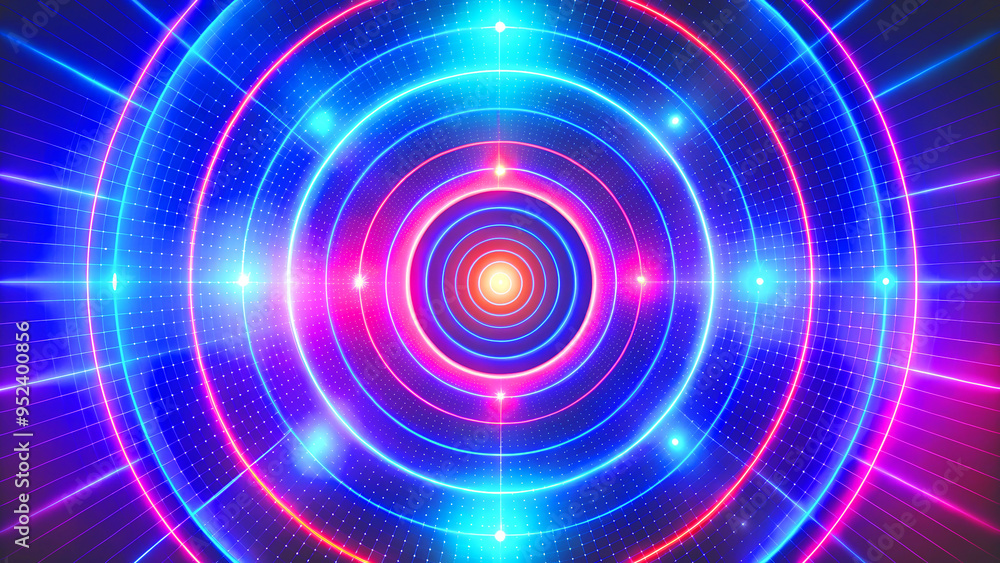 Neon Glow Circles Target Background Neon Glow Circles Target Background