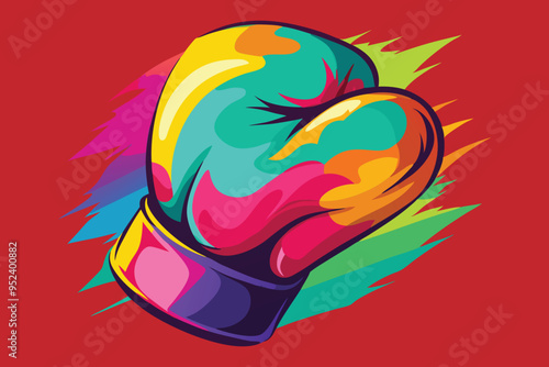 Watercolor boxing gloves vector illustration