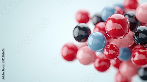 Abstract Colorful Spheres on Blue Background