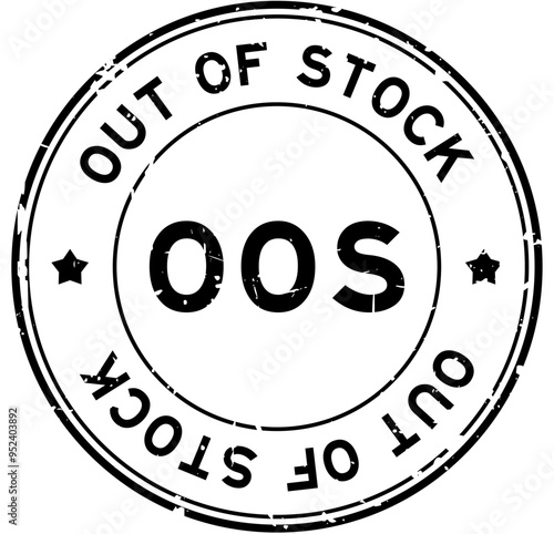 Grunge black OOS out of stock word round rubber seal stamp on white background