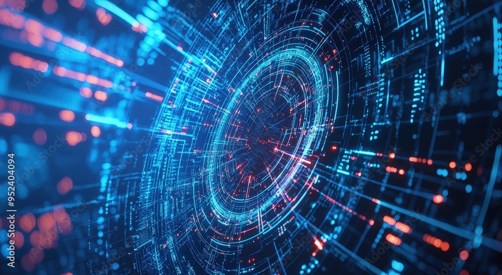 Obraz premium Abstract digital tunnel
