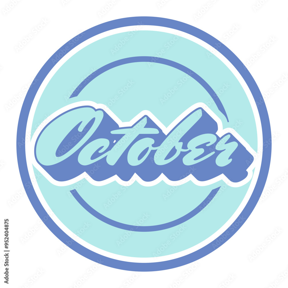 Fototapeta premium October Month Typography Sticker Pastel Color