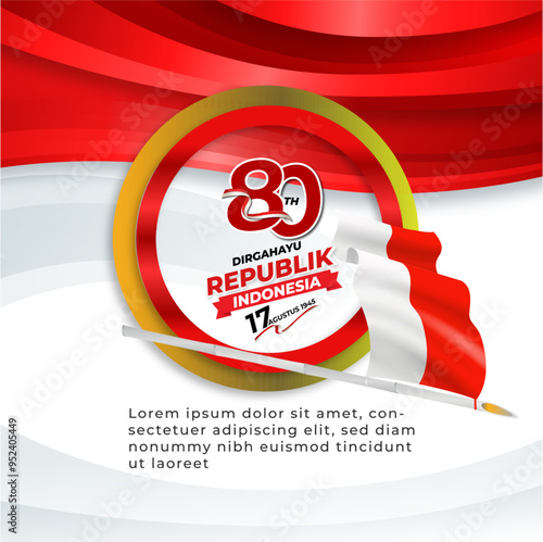 Happy Indonesian Independence Day 17 August 2025 80th Vector