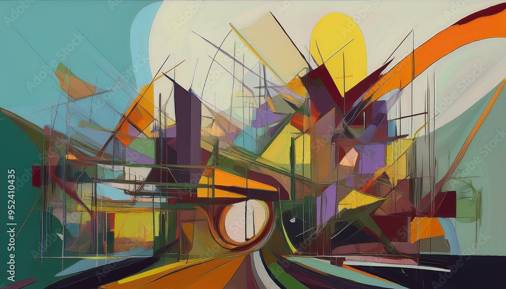 Obraz premium Architecture abstract painting shape.