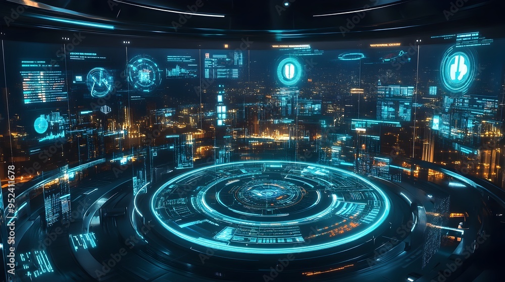 Futuristic Financial Technology Hub with Gleaming Digital Interfaces and Intricate Blockchain Applications Futuristic Financial Technology Hub with Gleaming Digital Interfaces and Intricate Blockchain Applications