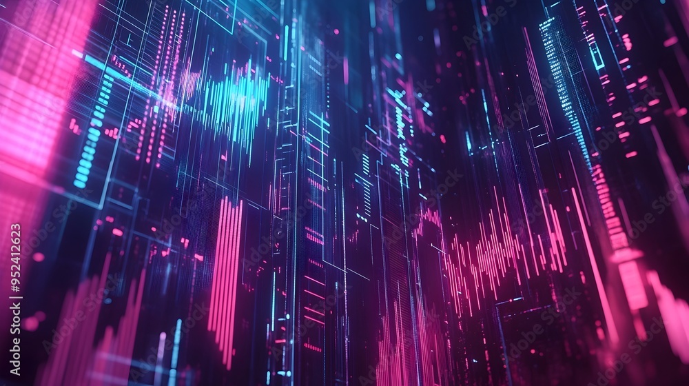 Fototapeta premium Dynamic Financial Technology with Sleek Digital Analytics Interface