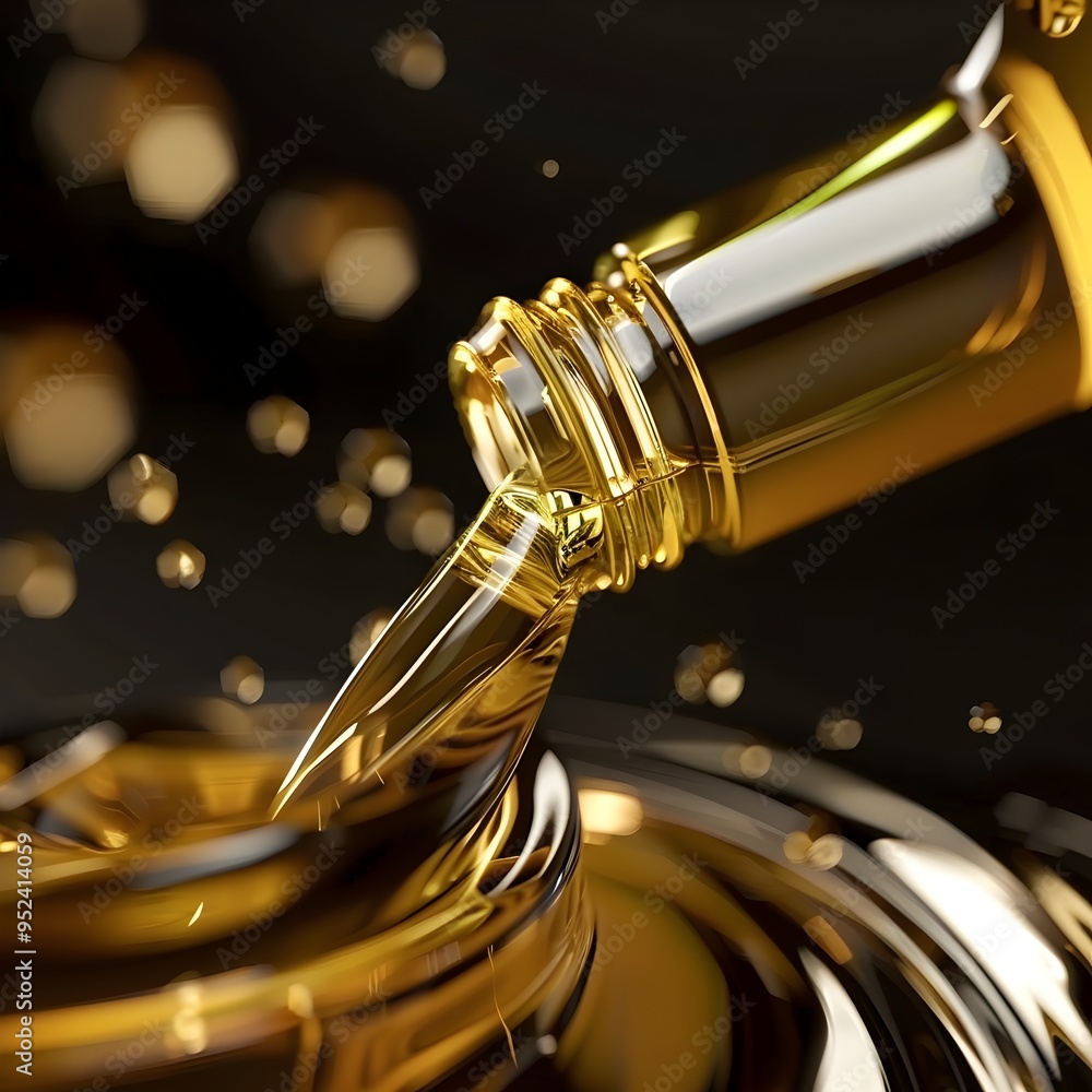 Flowing Luxury Advertising Gold Hued Power Steering Fluid for Confident Driving Flowing Luxury Advertising Gold Hued Power Steering Fluid for Confident Driving
