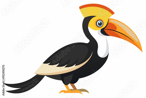 Great hornbill bird vector illustration 