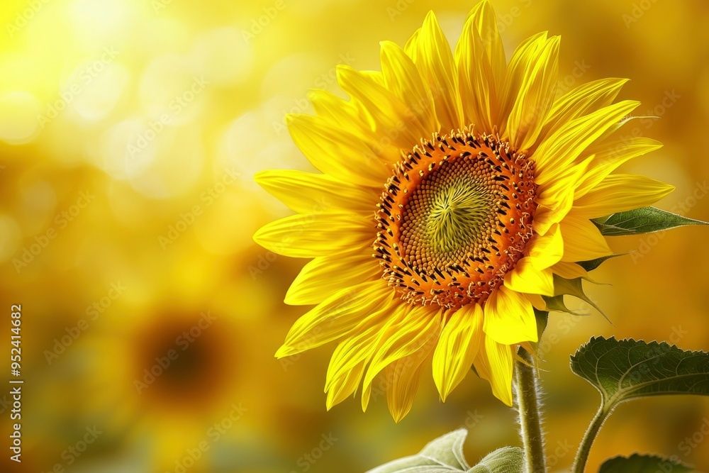 Obraz premium Close-Up of a Single Sunflower with Blurred Background
