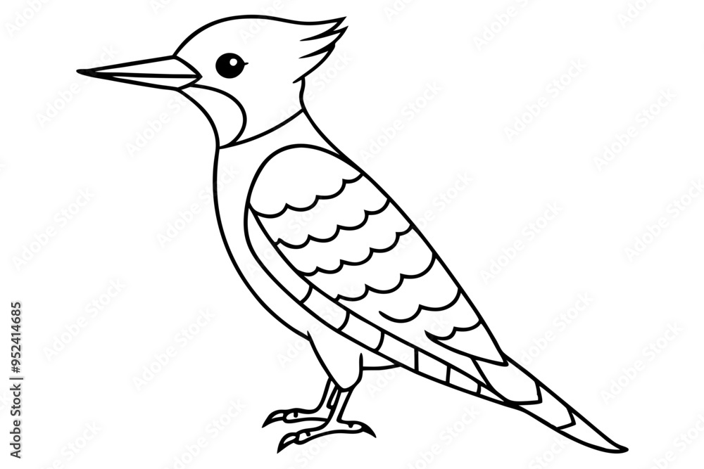 Obraz premium Fulvous breasted woodpecker line art