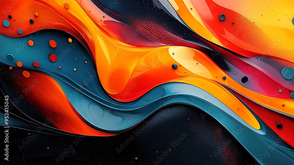 Abstract swirls of vibrant colors and playful circles create a lively design concept. Abstract swirls of vibrant colors and playful circles create a lively design concept.