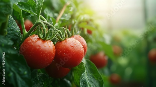 Farmers organic produce infused with natural energy Conventionally grown without the use of chemicals Freshly harvested vegetables organic farming concept Organic tomatoes Selective fo : Generative AI photo