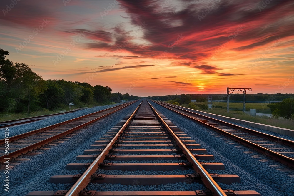 Scenic Railway View Under Captivating Sunset Skies Scenic Railway View Under Captivating Sunset Skies