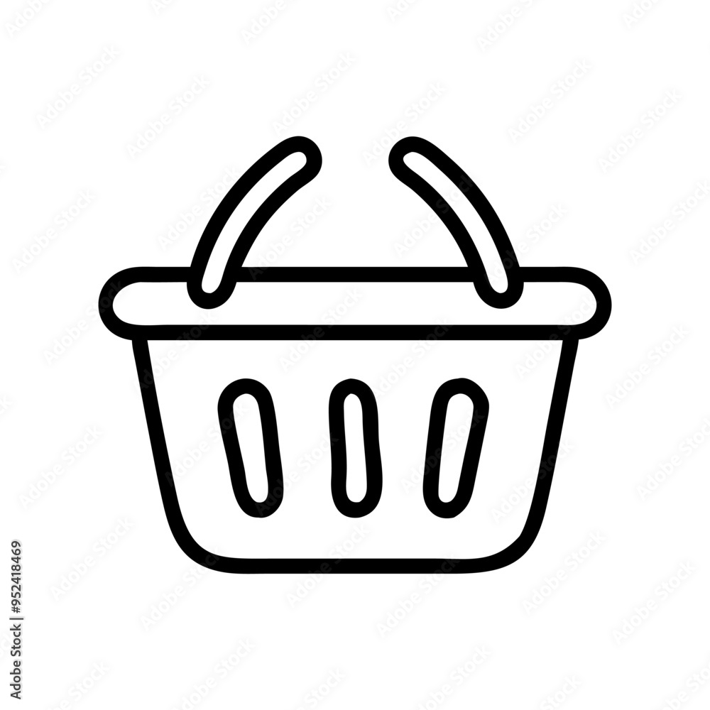 Shopping basket outline icon hand draw isolated on white Shopping basket outline icon hand draw isolated on white