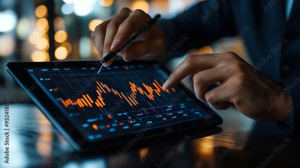 Business development concepts for success and growth Businessman taps finger on tablet to display a graph with arrow sign for the future growth plan of organization finance management : Generative AI Business development concepts for success and growth Businessman taps finger on tablet to display a graph with arrow sign for the future growth plan of organization finance management : Generative AI