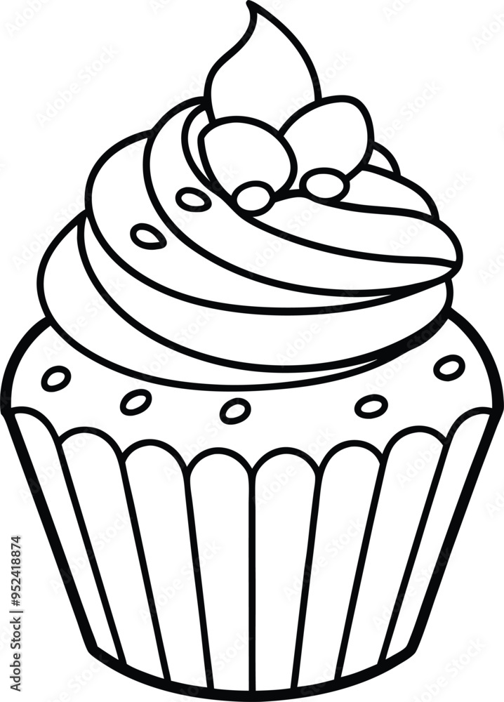 decorative cupcake, cupcake icon line art vector illustraton decorative cupcake, cupcake icon line art vector illustraton