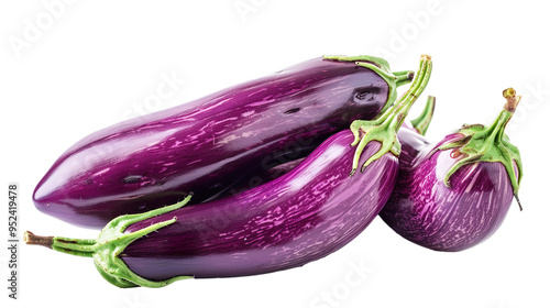 Brinjal baigan fruit isolated on transparent background, PNG photo