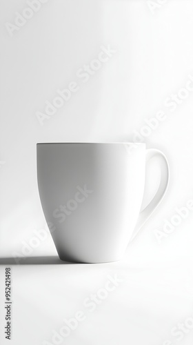 Minimalist Ceramic Mug on Bright White Background Capturing Simplistic Beauty of the Object photo