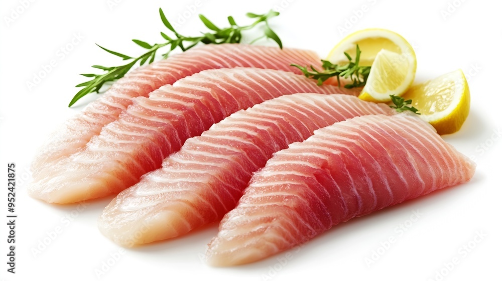 Tilapia fish fillet isolated on white background : Generative AI Tilapia fish fillet isolated on white background : Generative AI