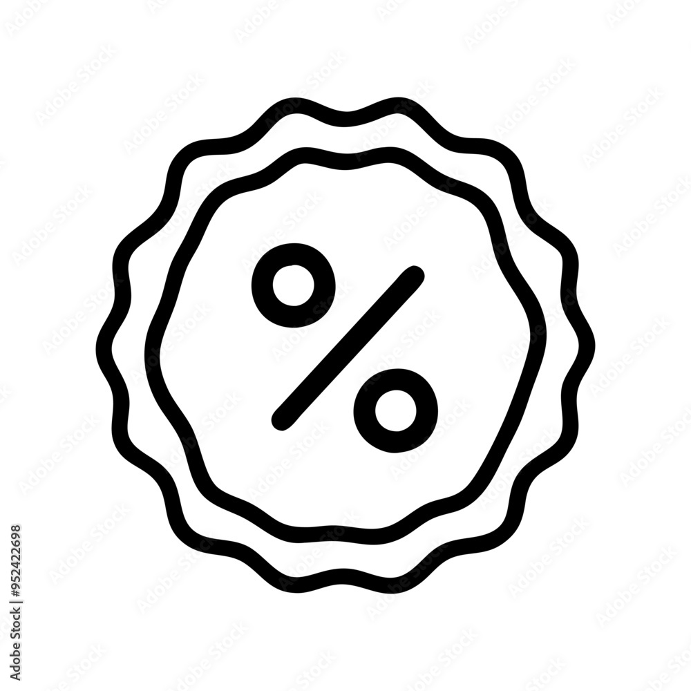 Discount badge outline icon hand draw isolated on white Discount badge outline icon hand draw isolated on white