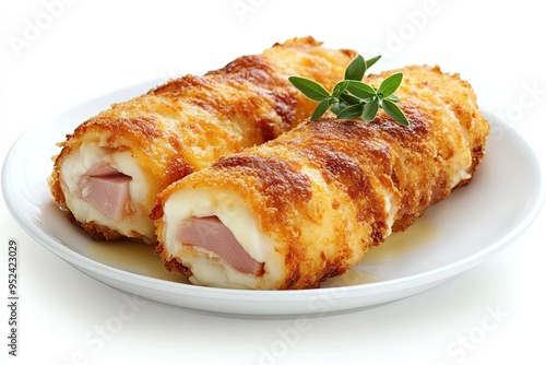 Crispy Cordon Blue Chicken fillet roll with ham and c