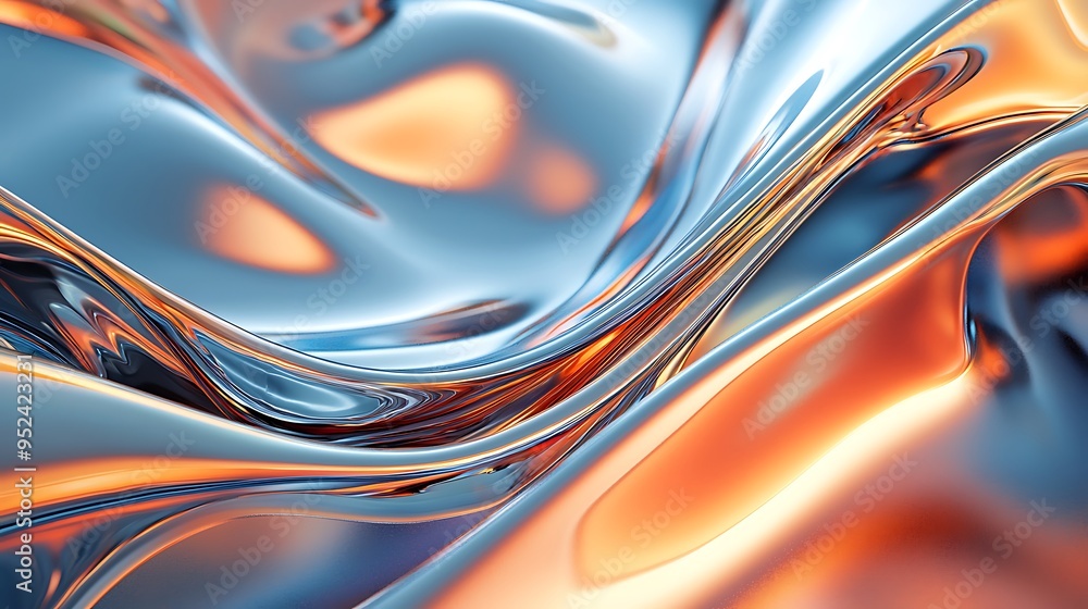 Blue and orange swirls form a striking abstract of metallic liquid flow, dynamic and vibrant. Blue and orange swirls form a striking abstract of metallic liquid flow, dynamic and vibrant.
