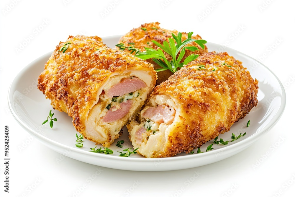 Crispy Cordon Blue Chicken fillet roll with ham and c Crispy Cordon Blue Chicken fillet roll with ham and c