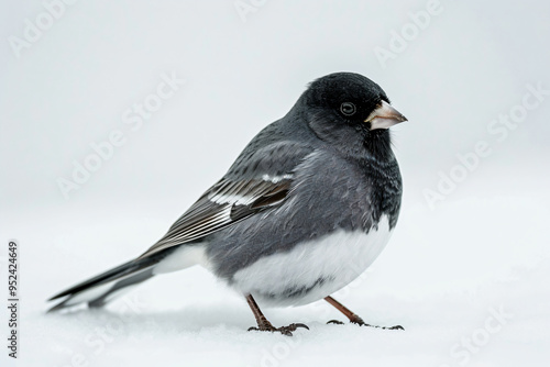 a small bird standing in the snow