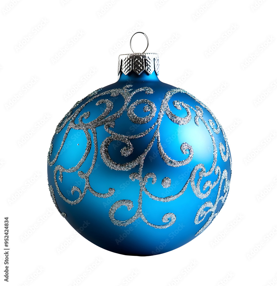 A vibrant blue ornament adorned with intricate silver patterns, perfect for adding holiday cheer to any festive decor. A vibrant blue ornament adorned with intricate silver patterns, perfect for adding holiday cheer to any festive decor.