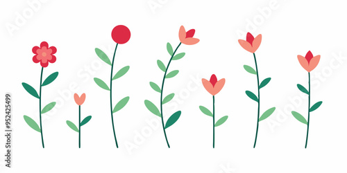 Wallpaper Mural Floral branch and minimalist flowers on white background Torontodigital.ca
