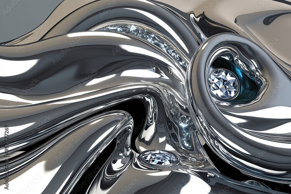 Glossy Silver Liquid Alloy Design with Vibrant Twinkling Finish and Fluid Reflections