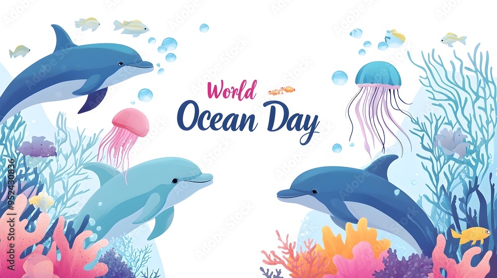 World Ocean Day Vibrant Underwater with Marine Life World Ocean Day Vibrant Underwater with Marine Life