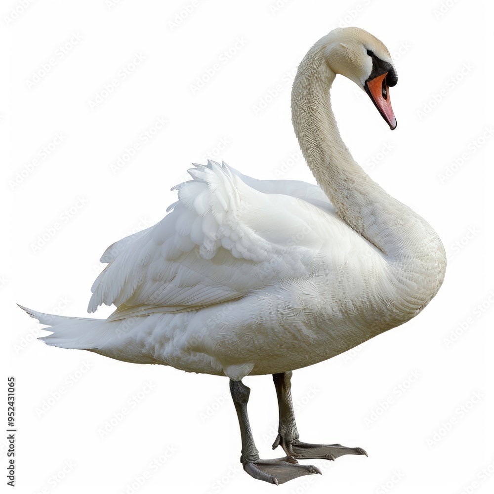 Fototapeta premium swan on the water on white background