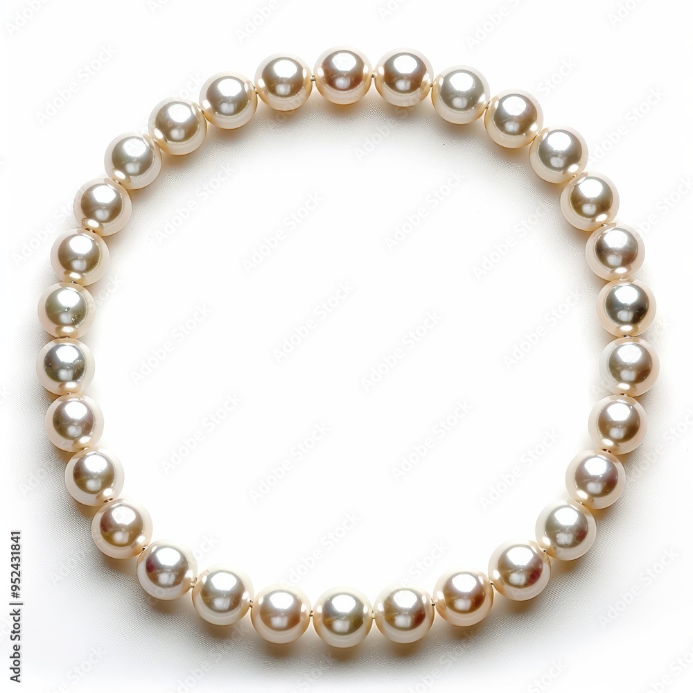 Obraz premium Circle of Lustrous Pearls on White Background