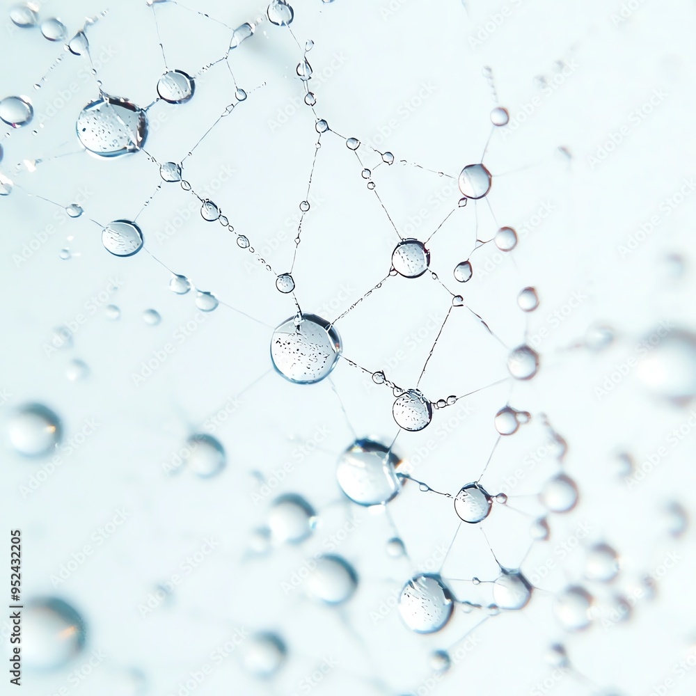 Closeup of dew drops on a spider web, creating a delicate and intricate pattern. Closeup of dew drops on a spider web, creating a delicate and intricate pattern.