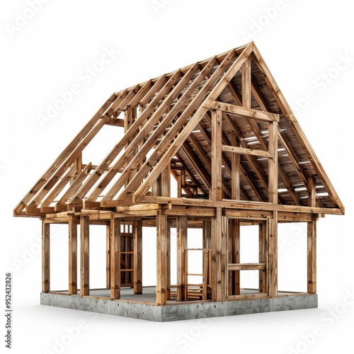 Timber House Frame in Construction Phase photo