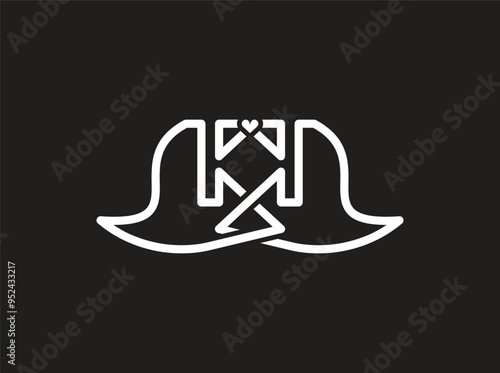 Minimalist m m love logo vector design template 