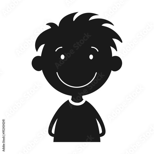 Happy boy with tousled hair icon isolated on white