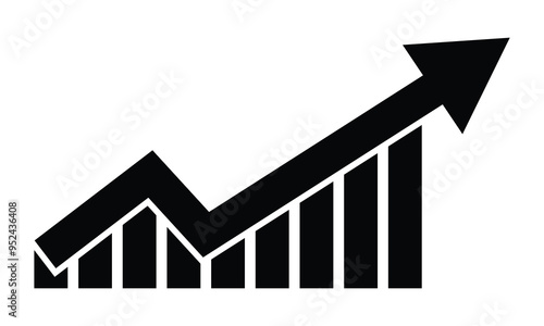 Growth arrow. Growing graph icons graph sign. Growth success black arrow icon on white background. Isolated vector icon illustration.