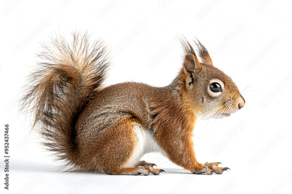 a squirrel with a tail that is standing up a squirrel with a tail that is standing up
