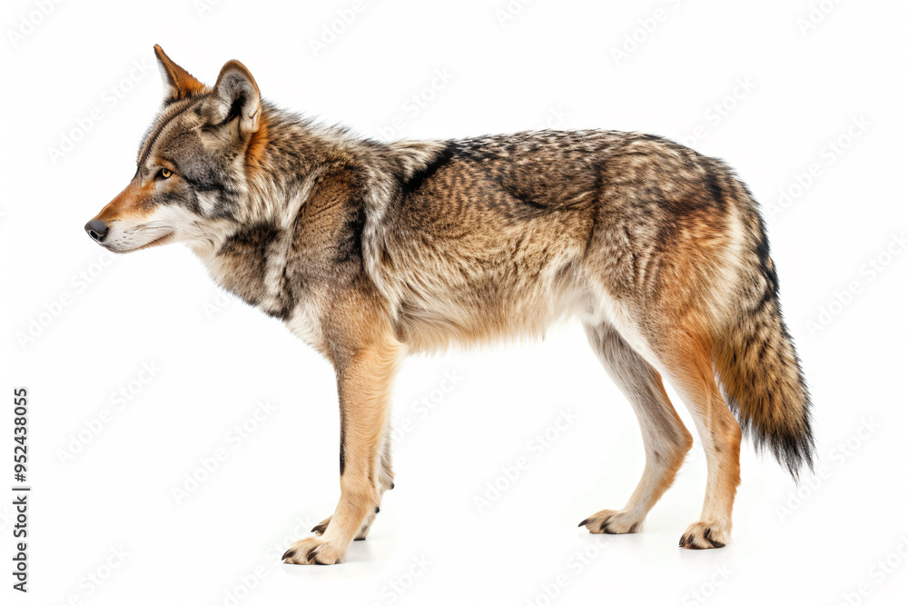 a wolf standing on a white surface with a white background a wolf standing on a white surface with a white background