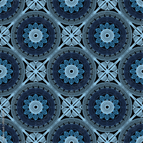 Pattern with crochet granny square wallpaper handmade decorative art design print 