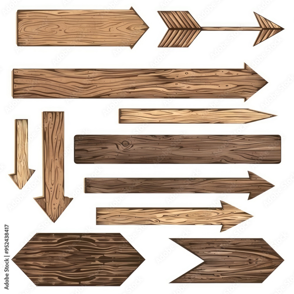 set of wooden boards on white background set of wooden boards on white background